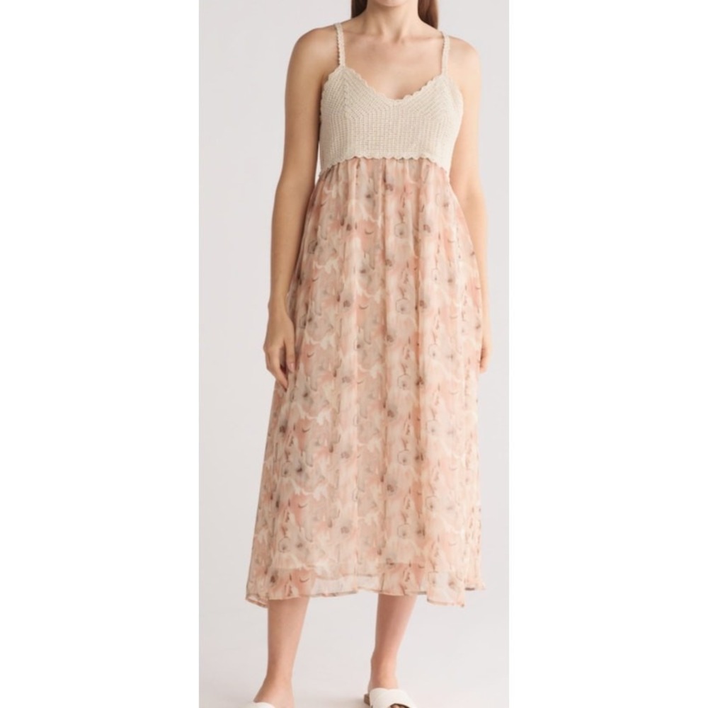 Stitchdrop  Mokopuko Crochet Trim Babydoll Maxi Dress Size Medium NWT